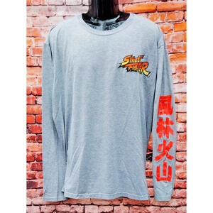 Original Printed Street Fighter Gray Long Sleeve New Generation T Japanese Print